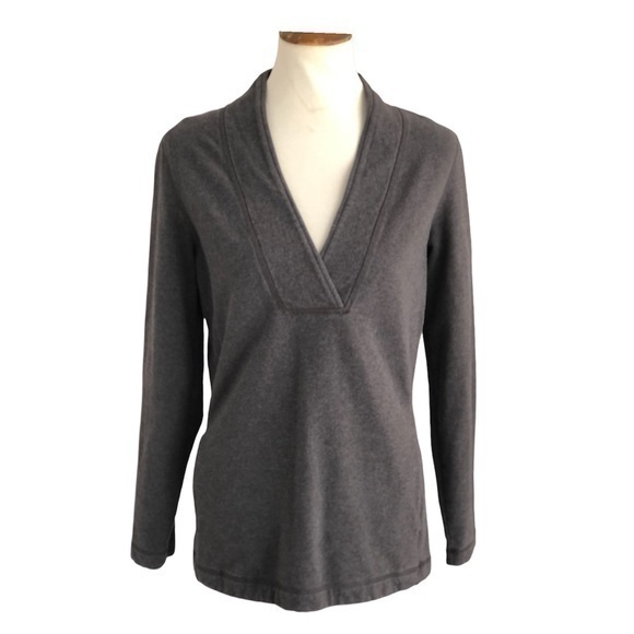 Eddie Bauer fleece v-neck pullover sweatshirt - Picture 1 of 5